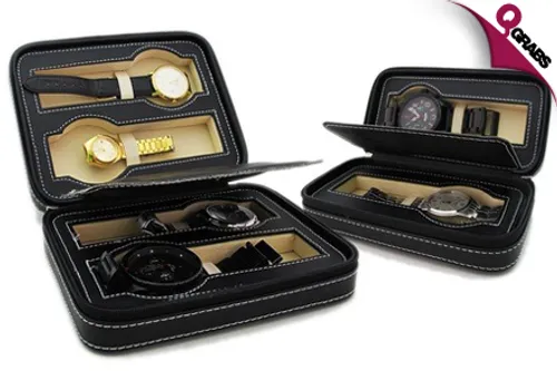From QR69 Protect Your Time Pieces with a Travel Case for Watches - Available in Black OR Dark Brown! (Up to QR199 Value)